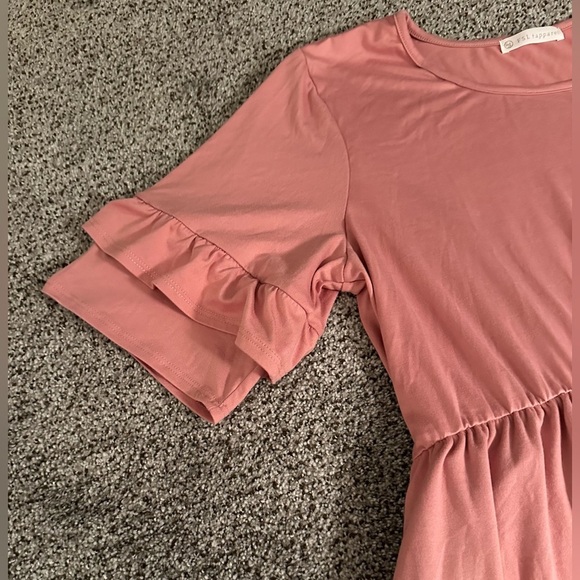 FSL APPAREL Size 2X Pink Flowy Knit Fit And Flare Dress Ruffle Sleeve Pockets - Picture 4 of 9